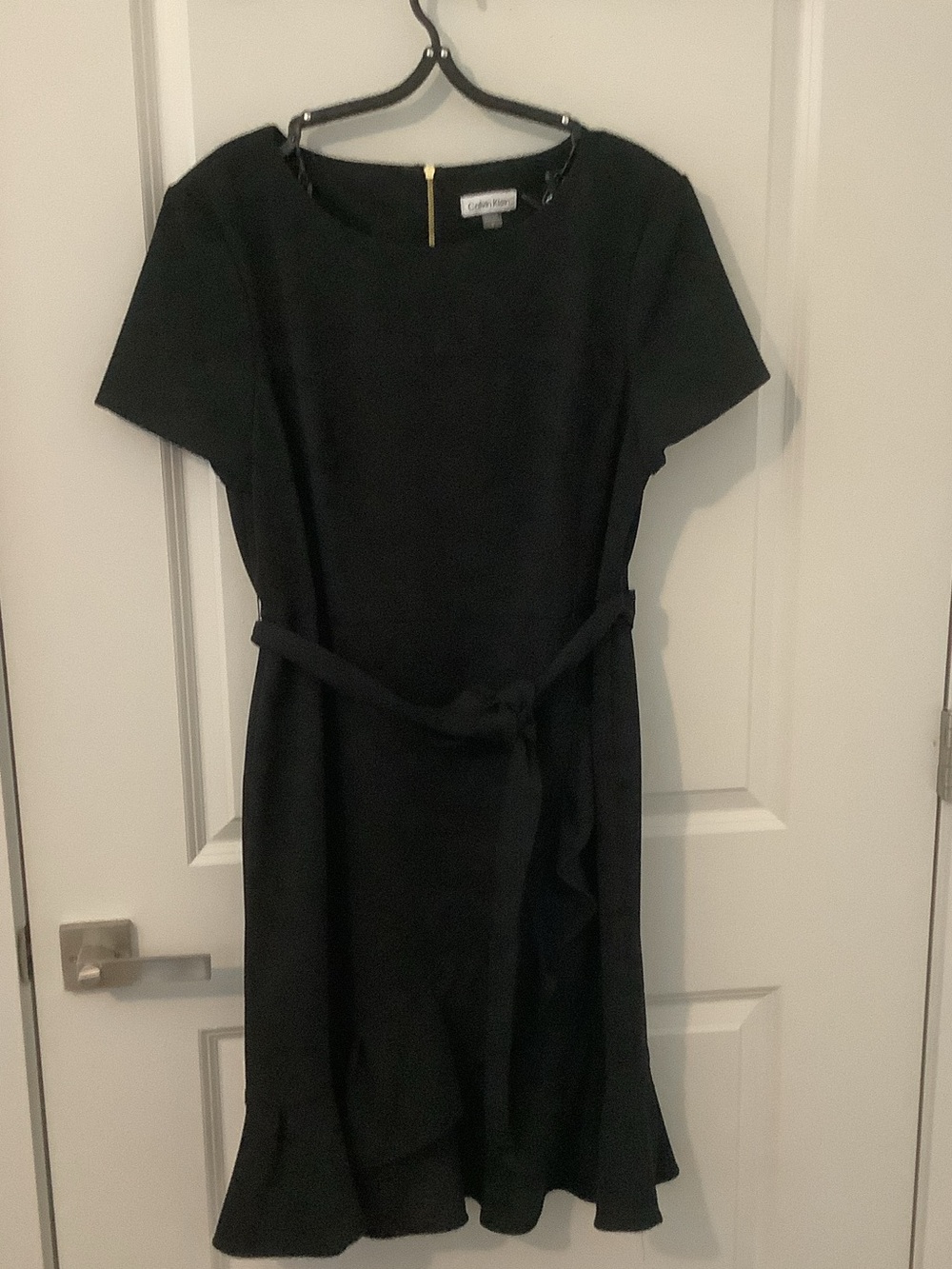Calvin Klein Black Short-Sleeve Tie-Waist Dress